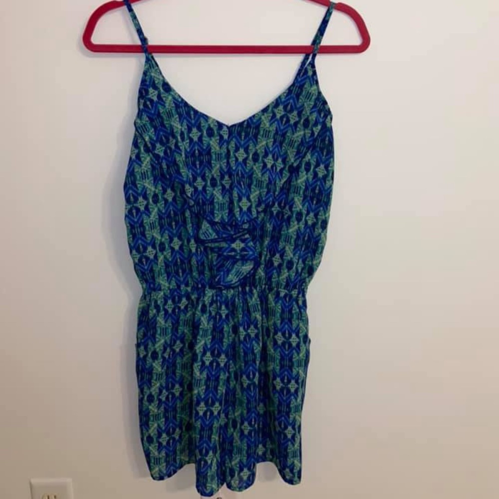 Green and blue aztec print Olive and Oak romper